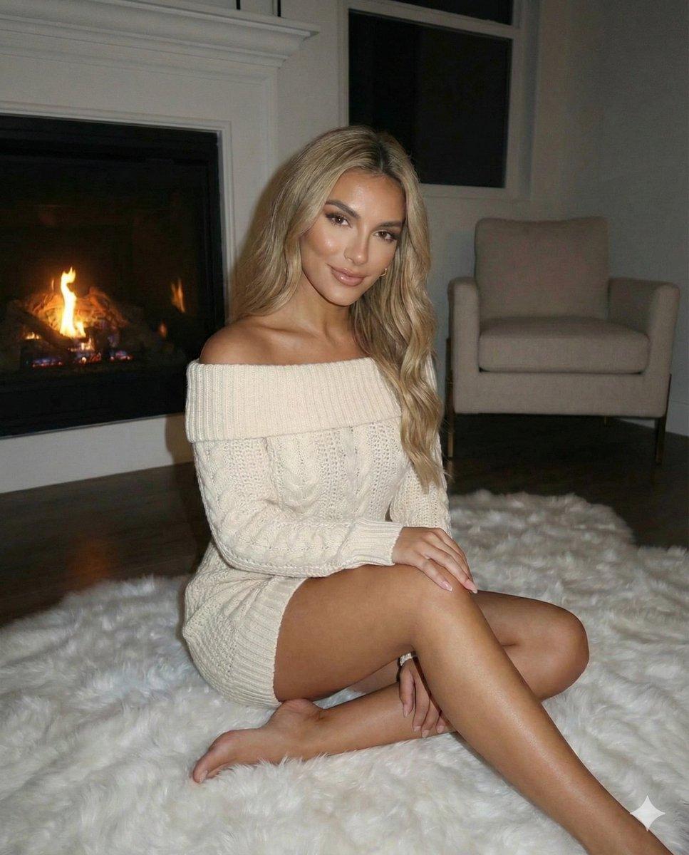 Cozy Winter Selfie Prompt with Fireplace