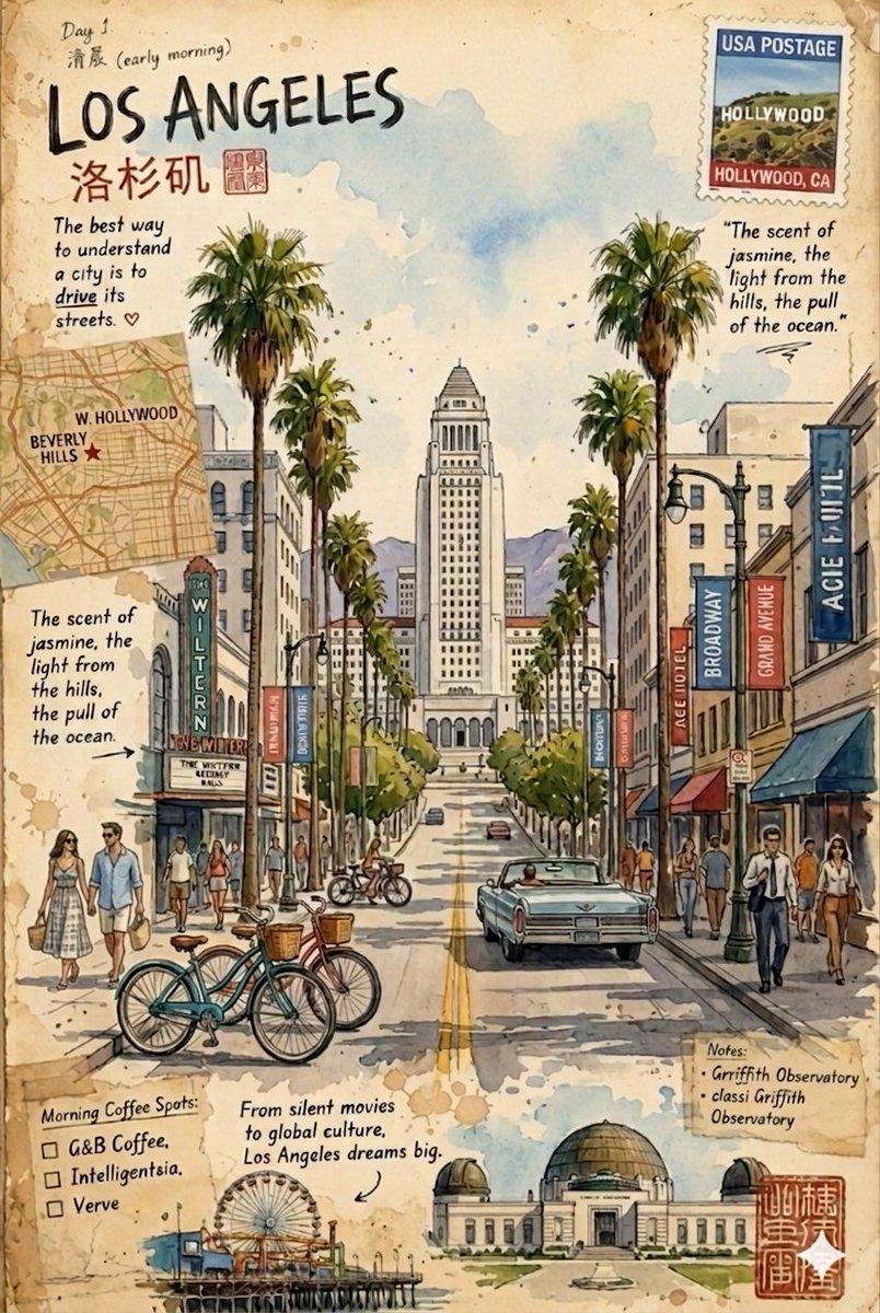 Vintage travel journal watercolor