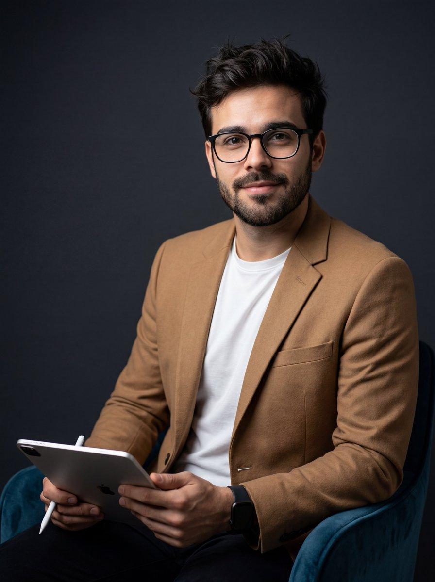 Professional Creative Portrait in Teal Chair