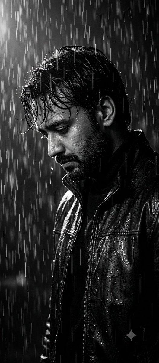 Cinematic B&W Noir Rain Portrait