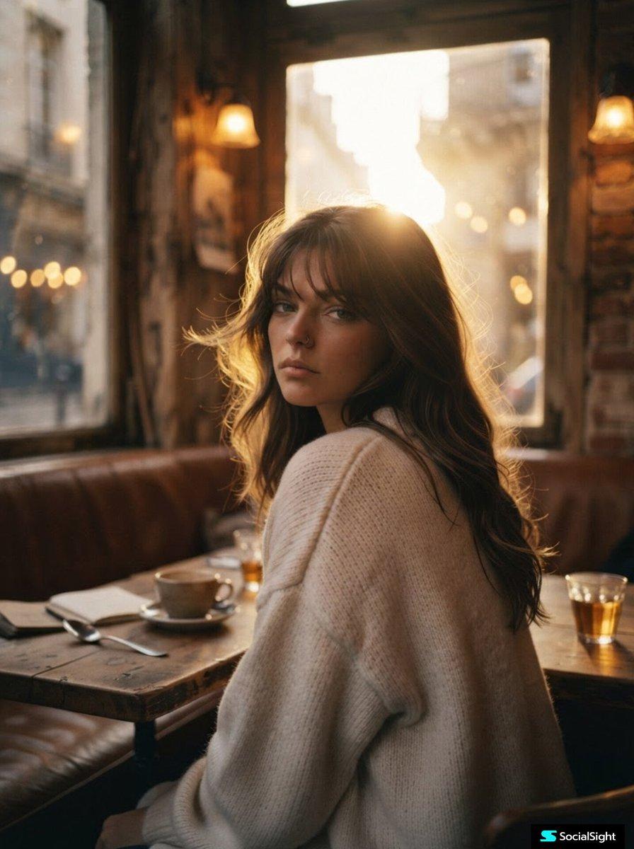 Golden Hour Cafe Cinematic Portrait