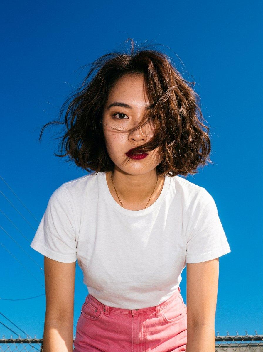 High-Angle Korean Street Style Portrait